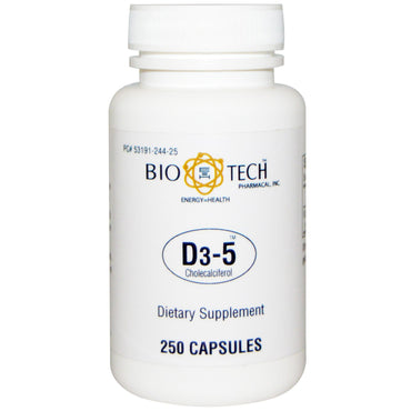 Bio tech pharmacal, inc, d3-5 cholecalciferol, 250 kapsler