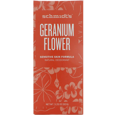 Déodorant naturel Schmidt's, formule peau sensible, fleur de géranium, 3,25 oz (92 g)