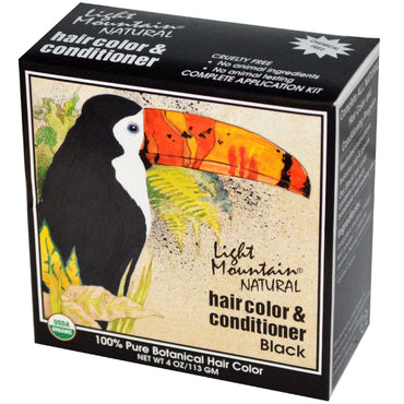 Light Mountain, naturlig hårfärg och balsam, svart, 4 oz (113 g)