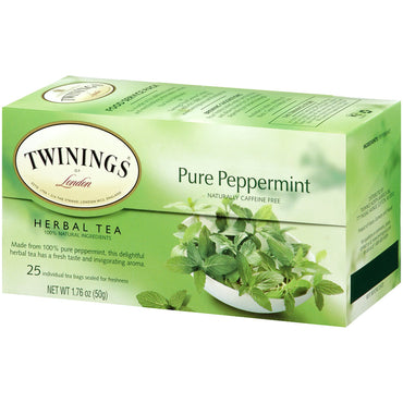 Twinings, Tisane, Menthe poivrée pure, Sans caféine, 25 sachets de thé, 1,76 oz (50 g)