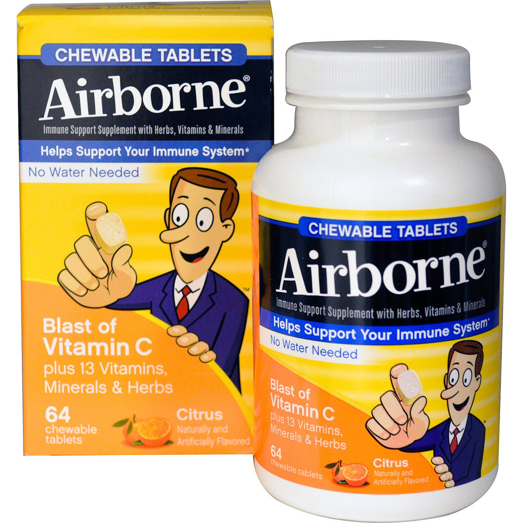 AirBorne, vitamine C-boost, citrus, 64 kauwtabletten