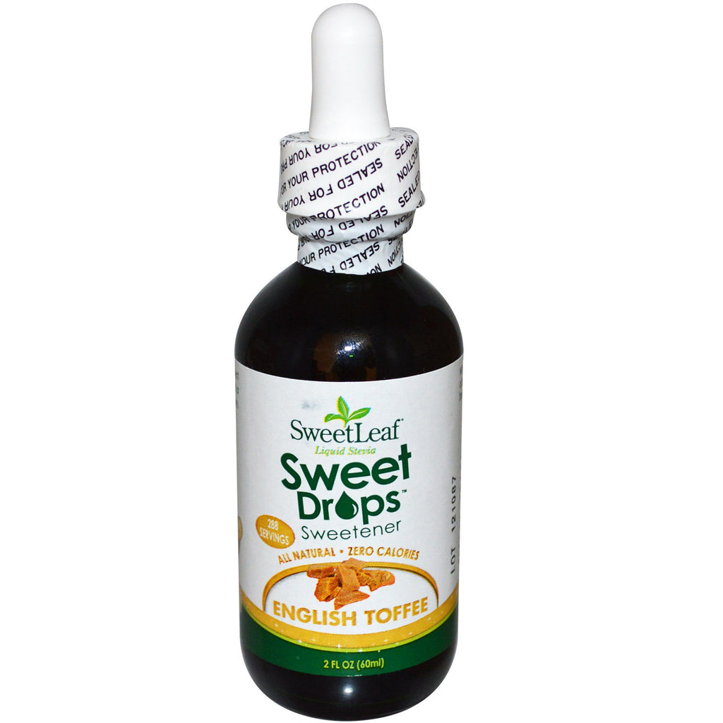 Wisdom Natural, Sweet Drops、液体ステビア甘味料、イングリッシュトフィー、2 fl oz (60 ml)