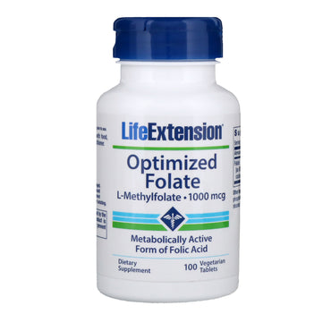 Life Extension, folato optimizado, 1000 mcg, 100 tabletas vegetales