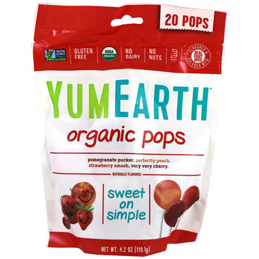 YumEarth,  Pops, Assorted Flavors, 20 Pops, 4.2 oz (119.1 g)