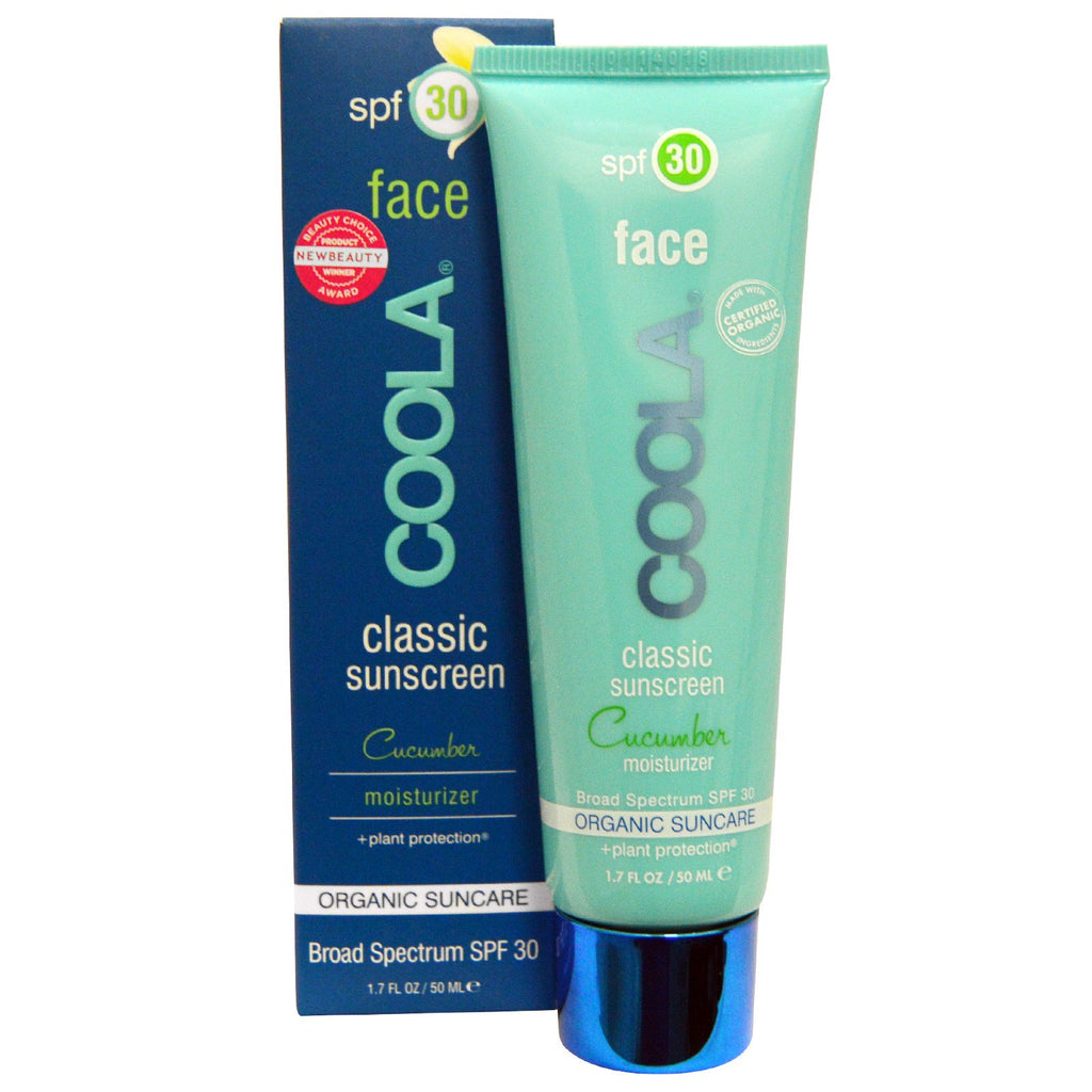 COOLA Suncare Collection, Face, Classic Sunscreen, SPF 30, แตงกวา, 1.7 ออนซ์ (50 มล.)
