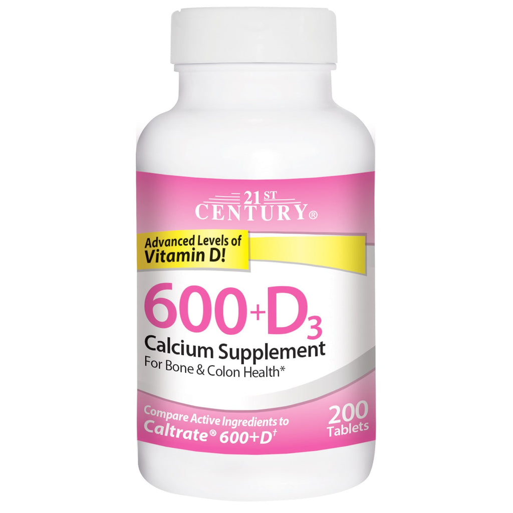 21st Century, 600+D3, Calcium Supplement, 200 Tablets