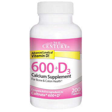 21st Century, 600+D3, Calcium Supplement, 200 Tablets