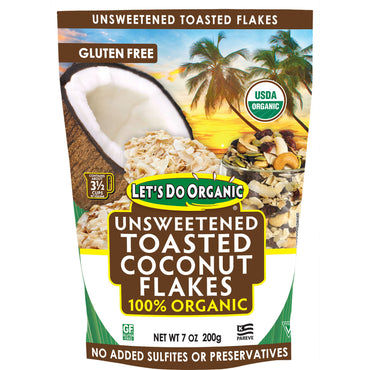 Edward & Sons, Let's Do , 100%  Unsweetened Toasted Coconut Flakes, 7 oz (200 g)