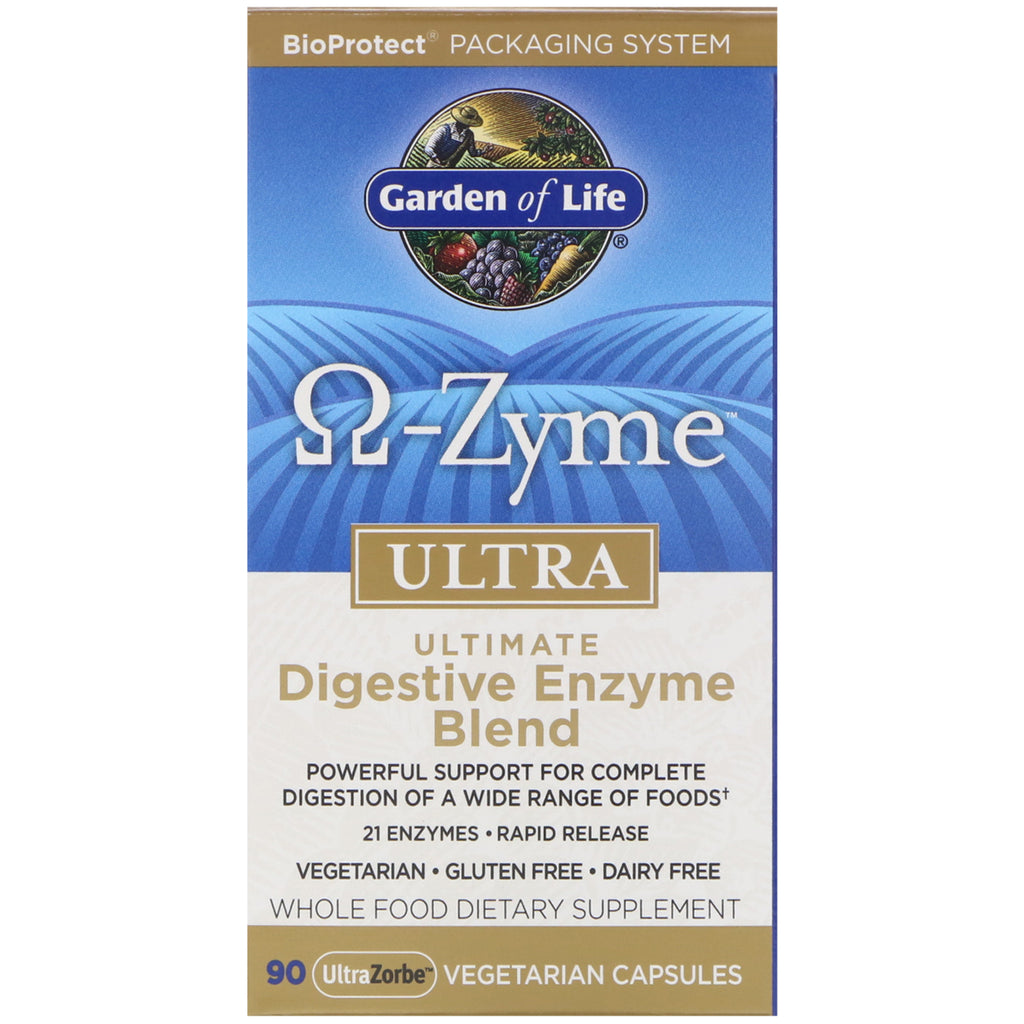 Garden of Life, O-Zyme Ultra, mezcla definitiva de enzimas digestivas, 90 cápsulas vegetarianas