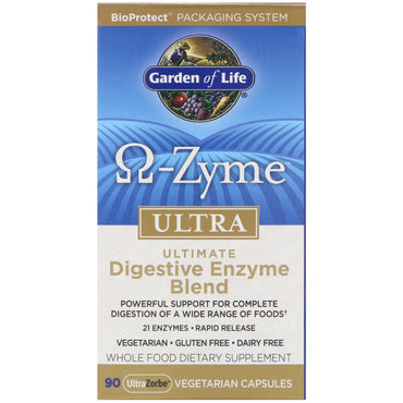 Garden of Life, O-Zyme Ultra, mélange ultime d'enzymes digestives, 90 capsules végétariennes