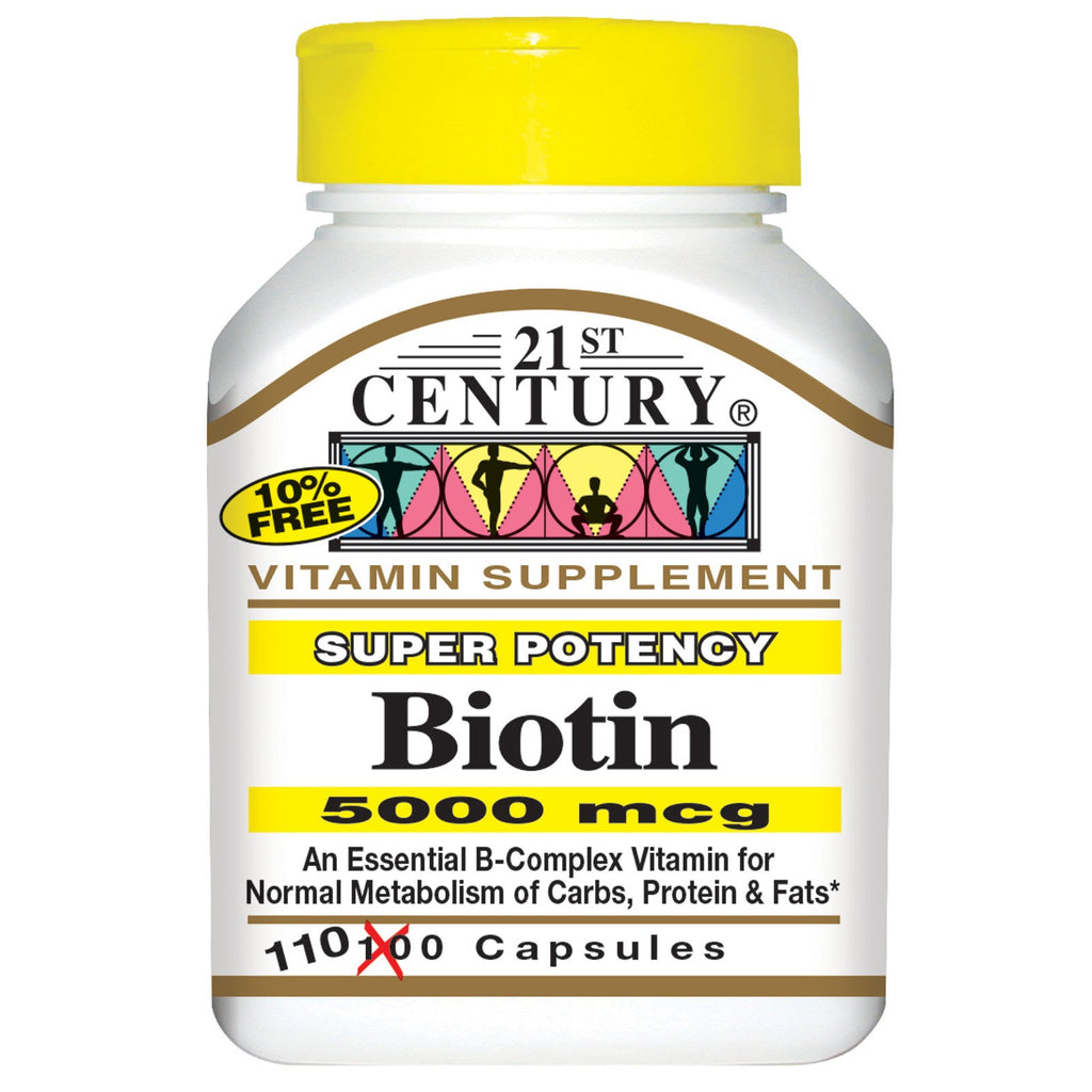 21st Century, Biotina, Súper Potencia, 5000 mcg, 110 Cápsulas