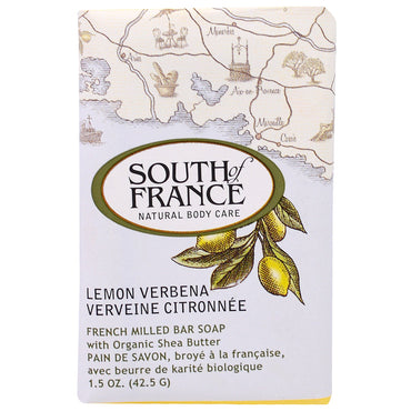 South of France, レモンバーベナ、シアバター入りフレンチミルド固形石鹸、1.5 オンス (42.5 g)