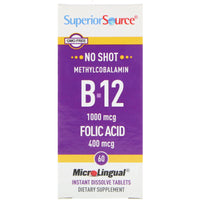 Superior Source, Methylcobalamin B-12, 1000 mcg, Folic Acid 400 mcg, 60 MicroLingual Instant Dissolve Tablets