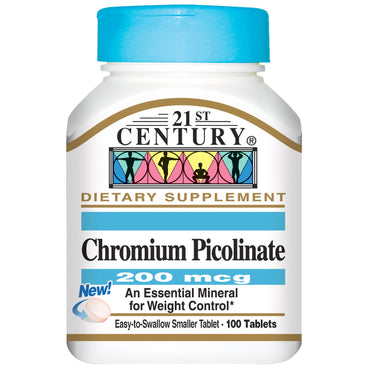 21st Century, Chromium Picolinate, 200 mcg, 100 tabletter