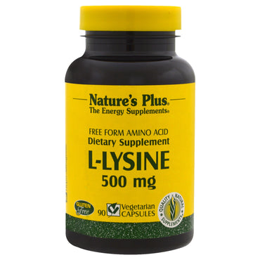 Nature's Plus, L-lizină, 500 mg, 90 capsule vegetale