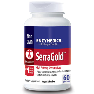 Enzymedica, serragold, serrapeptase met hoge activiteit, 60 capsules