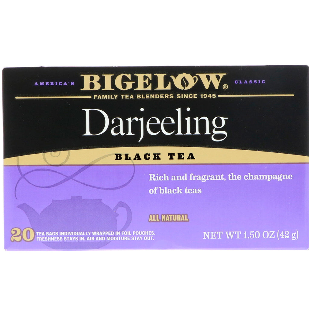 Bigelow, tè nero Darjeeling, 20 bustine di tè, 1,50 once (42 g)
