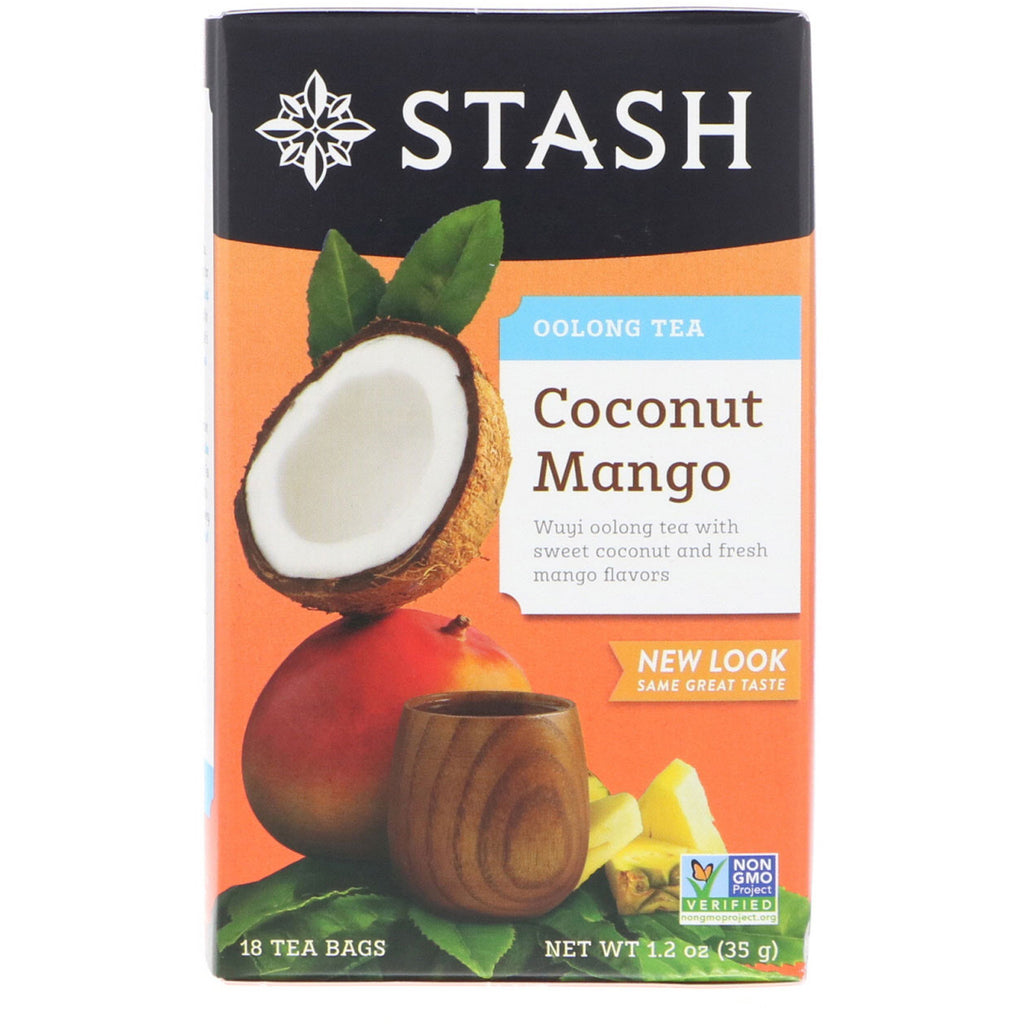 Stash Tea, Oolong Tea, Coconut Mango, 18 Tea Bags, 1.2 oz (35 g)