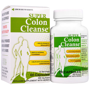 Health Plus Inc., Super Colon Cleanse, 500 mg, 60 kapsler