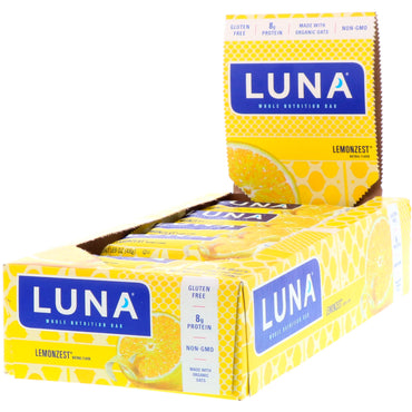 Clif Bar Luna Barre nutritionnelle entière pour femmes Lemonzest 15 barres 1,69 oz (48 g) chacune