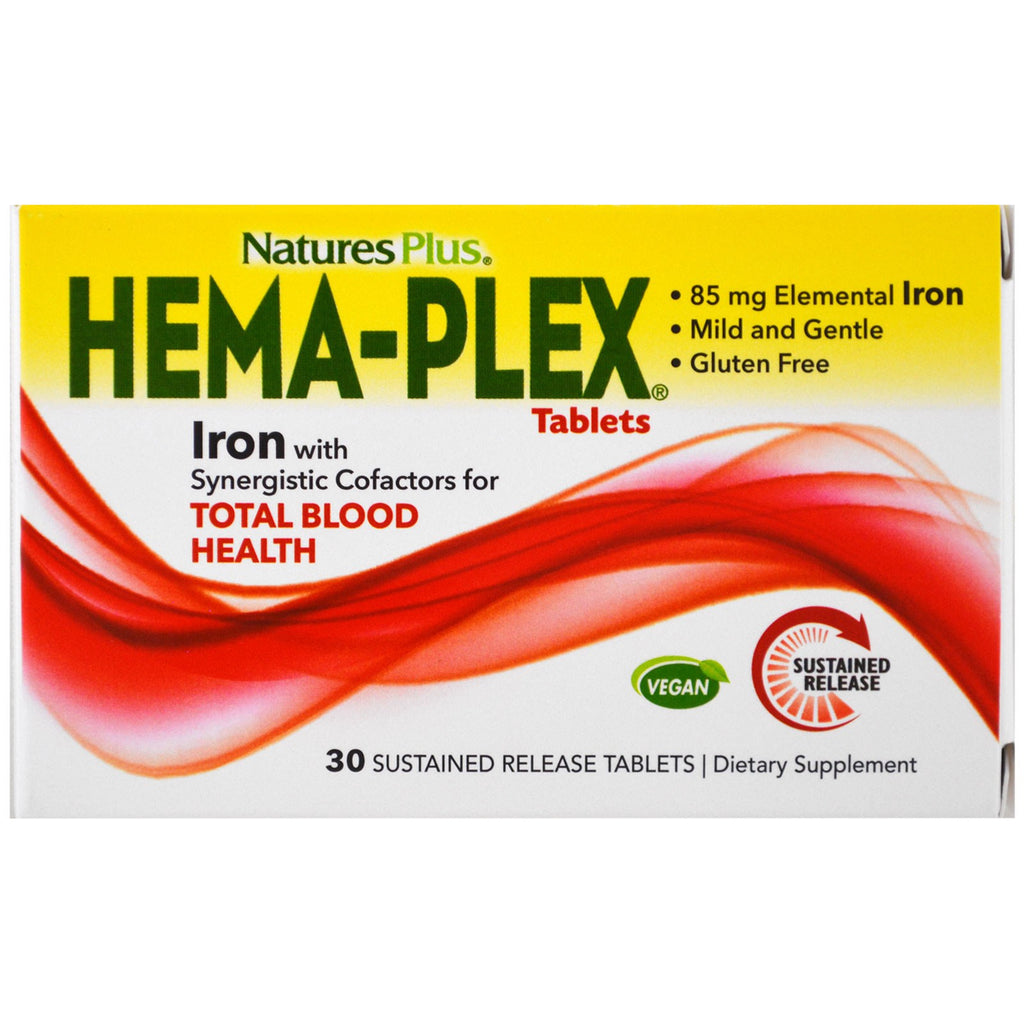Nature's Plus, Hema-Plex, 30 de tablete cu eliberare susținută