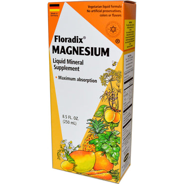 Flora, Floradix, Magnesio, Suplemento mineral líquido, 8,5 fl oz (250 ml)
