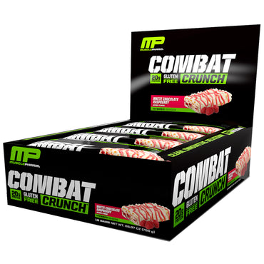 MusclePharm Combat Crunch פטל שוקולד לבן 12 חפיסות 2.22 אונקיות (63 גרם) כל אחת