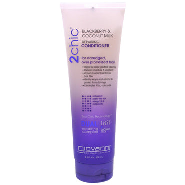 Giovanni, 2chic, Repairing Conditioner, for Damaged Over Processed Hair, Blackberry & Coconut Milk, 8.5 fl oz (250 ml)