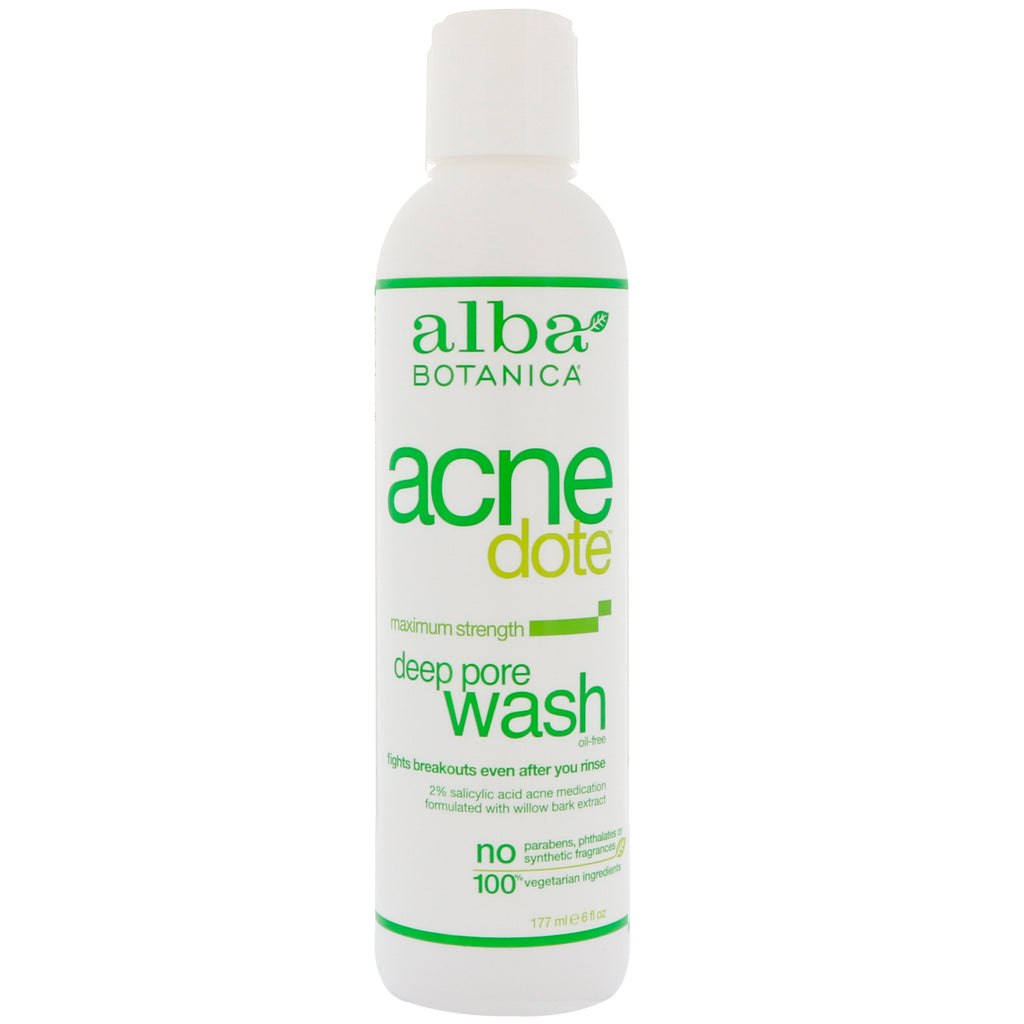 Alba Botanica, Acne Dote, lavado profundo de poros, sin aceite, 6 fl oz (177 ml)