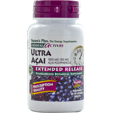 Nature's Plus, Herbal Actives, Ultra Acai, Extended Release, 1200 mg, 30 Bi-Layered Tablets