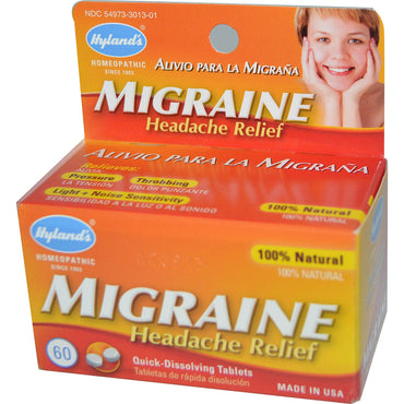 Hyland's, Migrene Hodepine Relief, 60 tabletter
