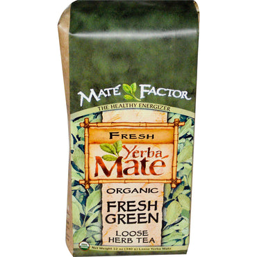 Mate Factor, Yerba Mate, ירוק טרי, תה עשבים רופף, 12 אונקיות (340 גרם)