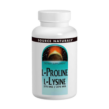 Source Naturals, L-プロリン L-リジン、275 mg / 275 mg、120 錠