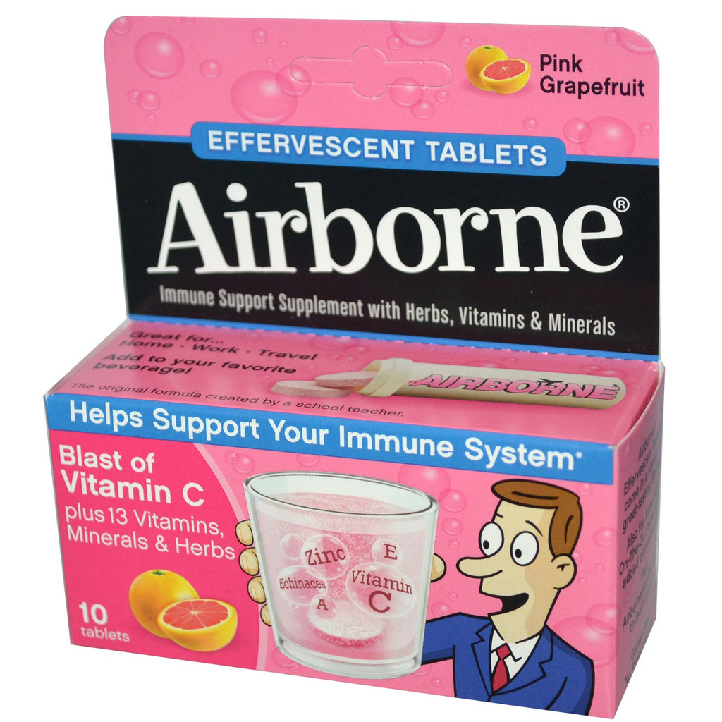 AirBorne, explozie de vitamina C, grapefruit roz, 10 tablete efervescente