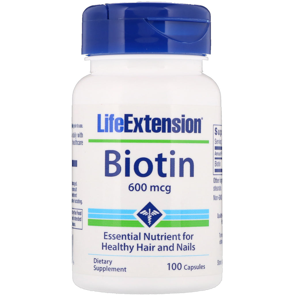 Life Extension, Biotin, 600 mcg, 100 kapslar