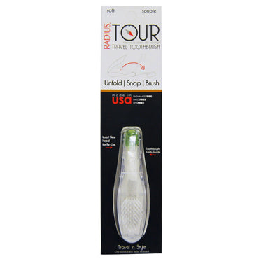RADIUS, Tour, Travel Toothbrush, Soft, 1 Toothbrush
