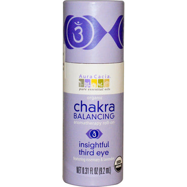 Aura Cacia, Roll-On de aromaterapia com equilíbrio de chakra, terceiro olho perspicaz, 9,2 ml (0,31 fl oz)
