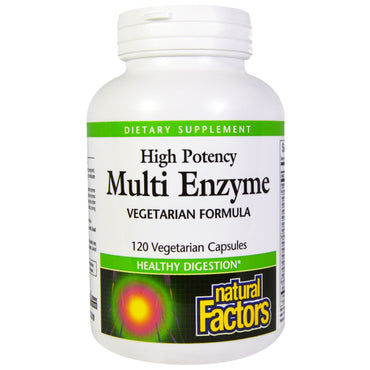 Factori naturali, multi-enzime, potenta mare, formula vegetariana, 120 de capsule vegetale