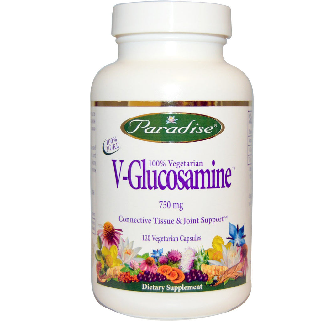 Paradise Herbs, V-グルコサミン、750 mg、ベジタリアンカプセル 120 粒