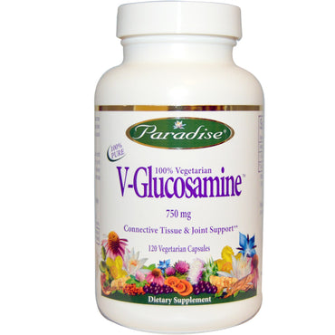 Paradise Herbs, V-Glucosamin, 750 mg, 120 vegetariske kapsler