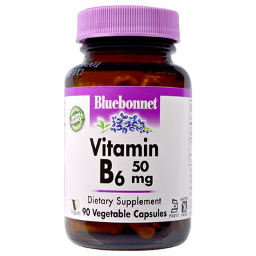 Bluebonnet Nutrition, Vitamina B-6, 50 mg, 90 Cápsulas Vegetais