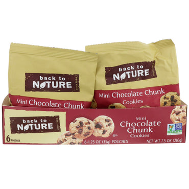 Back to Nature, Galletas, mini trozos de chocolate, 6 sobres, 1,25 oz (35 g) cada una