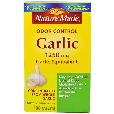 Nature Made, Odor Control, Garlic, 1250 mg, 100 Tablets