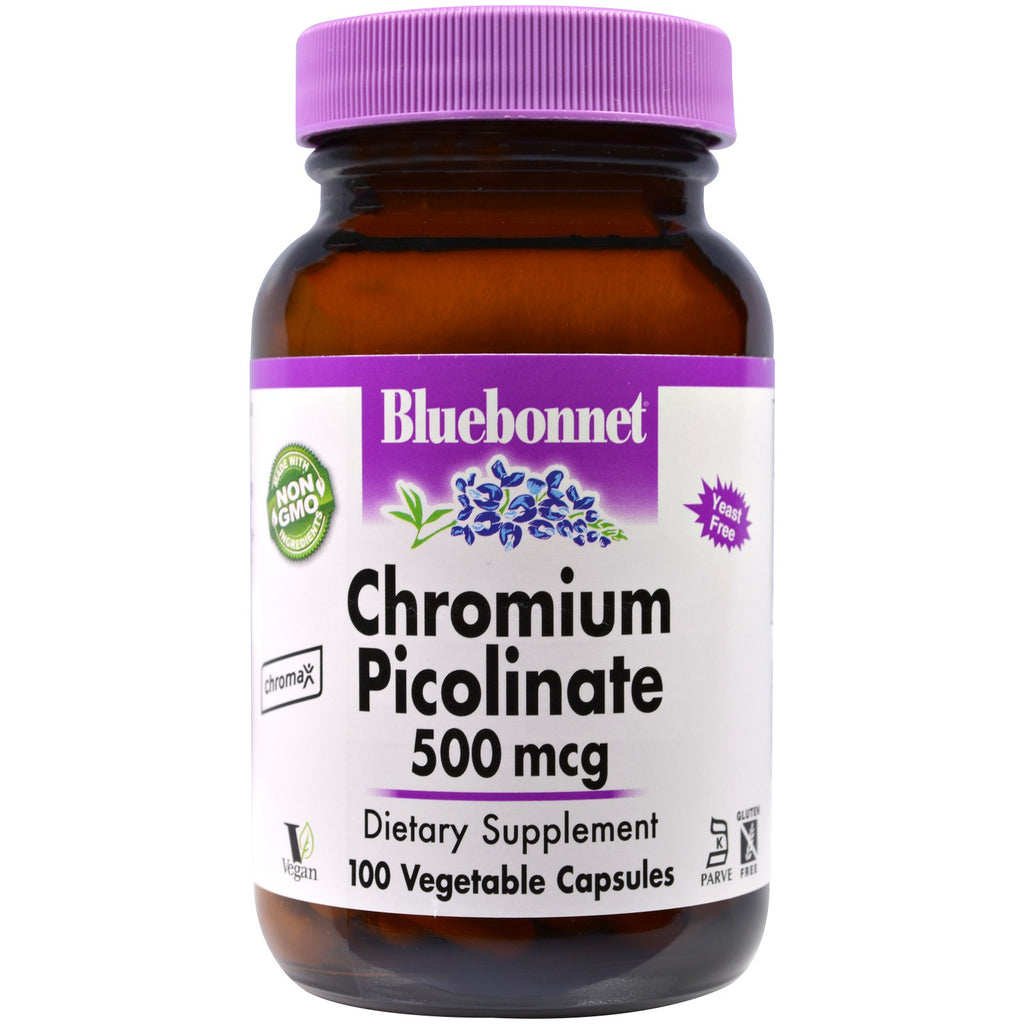 Bluebonnet Nutrition, picolinat de crom, 500 mcg, 100 capsule vegetale
