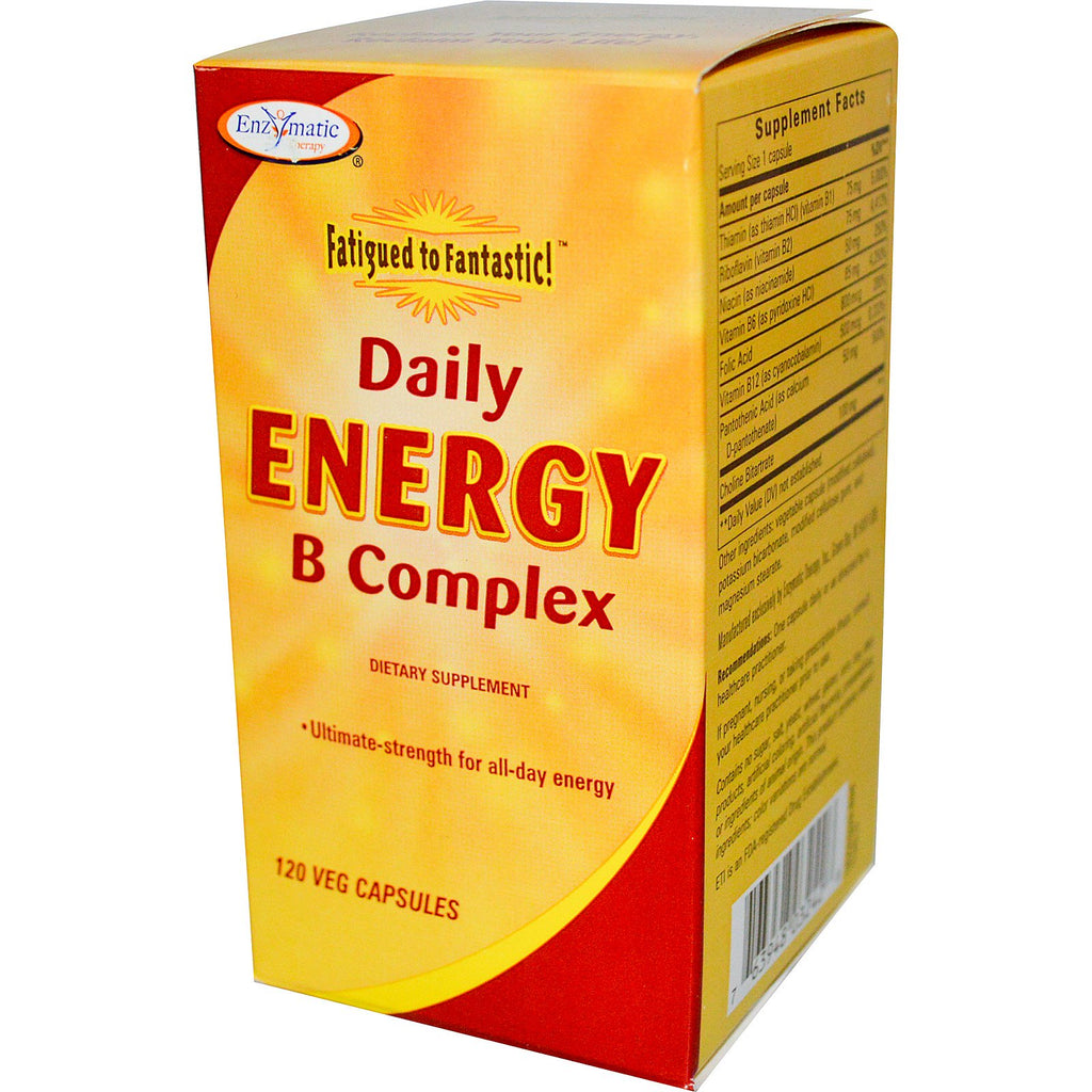 एंजाइमैटिक थेरेपी, थकान से शानदार!, दैनिक ऊर्जा बी कॉम्प्लेक्स, 120 वेजी कैप्स