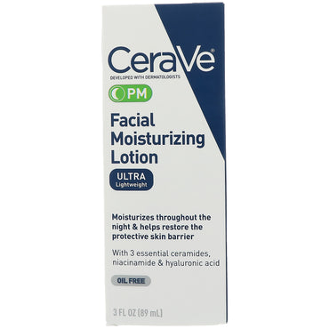 CeraVe, Lotion hydratante pour le visage PM, 3 fl oz (89 ml)
