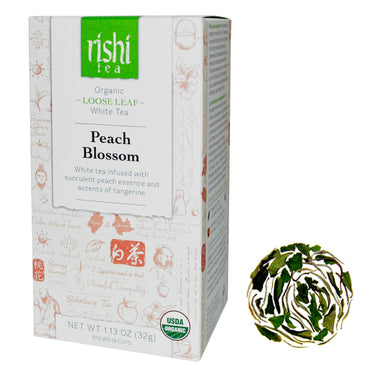 Rishi-thee, witte thee met losse bladeren, perzikbloesem, 1,13 oz (32 g)