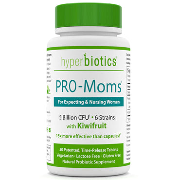 Hyperbiotics, PRO-Moms, probiótico prenatal con kiwi, 5 mil millones de UFC, 30 tabletas