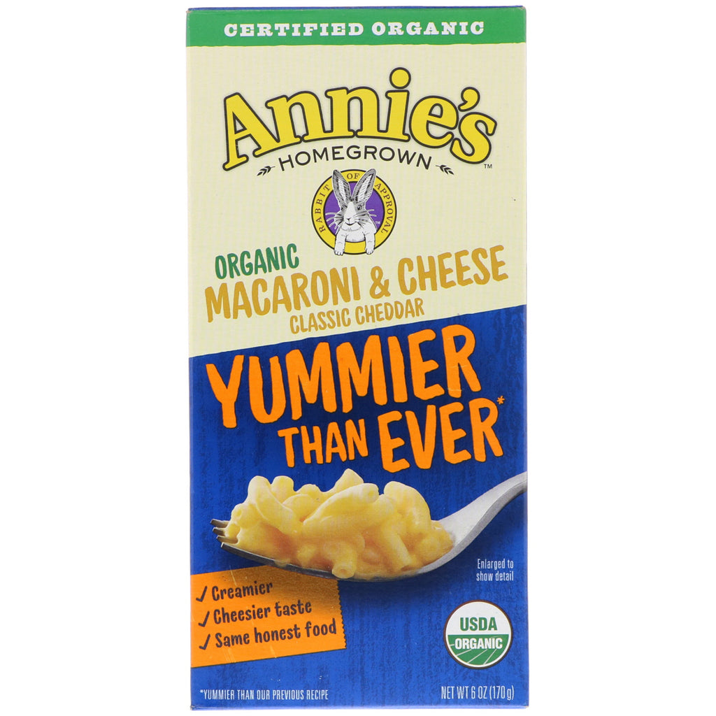 Annie's Homegrown Macarrones con queso Cheddar clásico 6 oz (170 g)