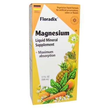 Flora, Floradix, Magnesio, Suplemento mineral líquido, 17 fl oz (500 ml)